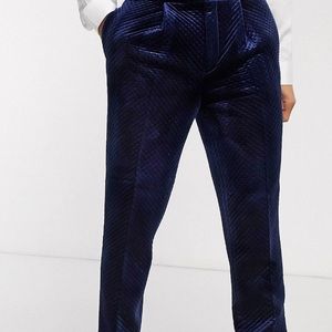 ASOS QUILTED CRUSHED VELVET SMART PANTS